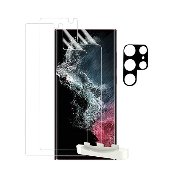 [ガイド枠付き]Samsung Galaxy S23 Ultra 専用 フィルム 2枚 * SC-52D/SCG20 用 カメラフィルム 1枚 ャラクシーS23ウルトラ 保護フィルム ケースに干渉しない 全