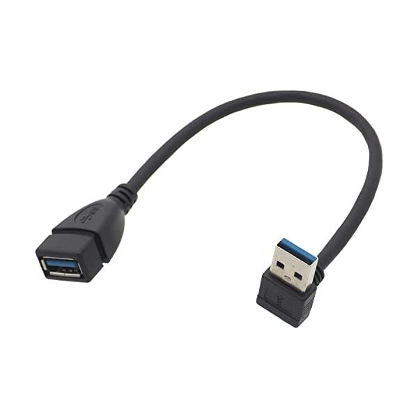 USB3.2 Gen1 5Gbps (USB3.0 USB3.1Gen1)用 USB-A延長ケーブル L字USB-A オス-ストレートUSB-A メス全長 約20cm ケーブル長 約17cm ブラック*製品内容 USB3.2Gen1 L字型...