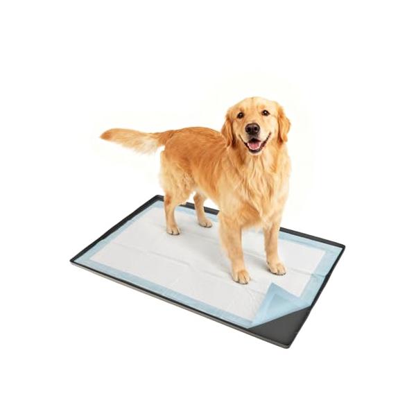 Pawtasy 大型犬 トイレトレー シリコン 犬 トイレ ワイド 幾何学模様 ペットトイレ 滑り止め 防水 特大 トイレトレー ワイド  濃い灰色，86x56cm