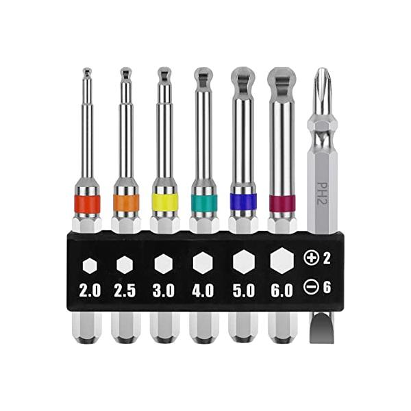 ユッティ　２点 OIENNI ボールポイント 六角ビットセット 7本組 65mm 片頭 6.35mm六角