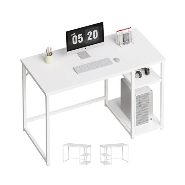 棚は左or右に デスクの棚の取り付け位置は状況によって左or右に自由に切り替えることができ、様々なシーンに対応できます。 また、このパソコンデスクのサイドポケットの位置も変えられます。棚の層板の取り付け位置も三つの選択があって、置くものによ...