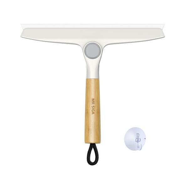 長持ちで水切りよいワイパー： MR.SIGA 多用途シリコンスクイジーは、高品質のシリコンを使用しており、従来のゴムブレードよりも弾力と耐久性に優れ、平らな表面にぴったりフィットして、水滴をきれいに除去します。持ちやすい竹製ハンドル： 天然...