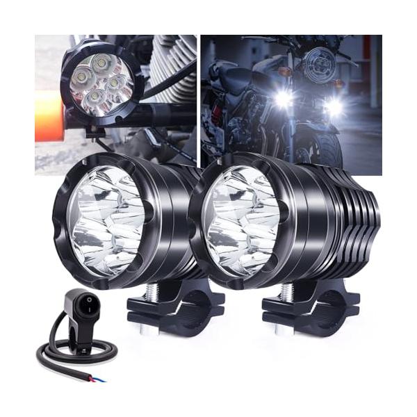 40W ledフォグランプ バイク 作業灯 12V/24V対応 Hi/Lo/ストロボ 3モード切替 4連LED スポットライト バイク用 ヘッドライト フォグランプ 補助灯 高輝度・防水