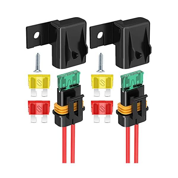 KILIGEN インラインヒューズホルダー 2個パック IP67 防水 12AWG ゲージ配線ハーネス ATC/ATO 20A/30A/40A ブレードヒューズホルダー 車両、船舶、高耐久バス電