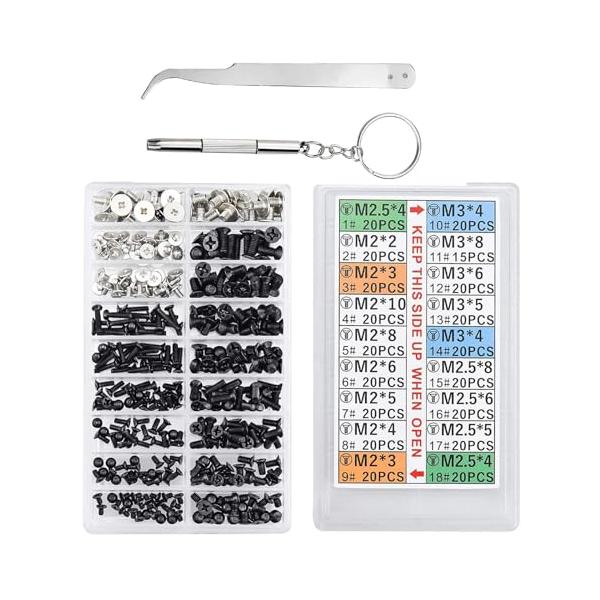 内容 ノートPC用ネジ M2 M2.5 M3 * HDD M2 SSD固定用平ネジセット 収納ケース付き 交換用ノートパソコンねじ 355本入り。 素材 優れたさび止め性と優れた耐酸化性を備え、耐久性のあるデザインです。 十字トラスネジ 均...
