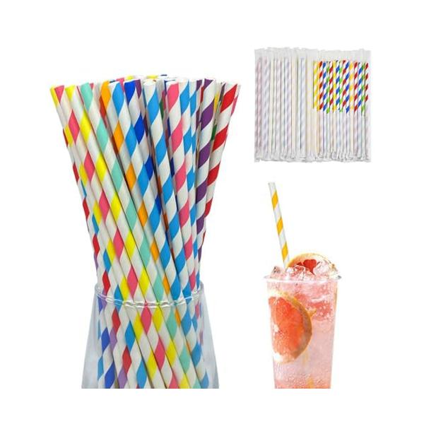 *サイズ：6*197mm、カラー：ミックスカラー*環境保護：環境に優しい紙ストロー、分解可能*きれいな切り口：丸みを帯びているので口を傷つけず、安心してご使用いただけます。* 温かい飲み物にも冷たい飲み物にも適しています：-10*〜80*、...