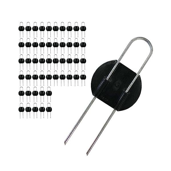 ピンと押さえ板が組み立て不要で、作業性アップ 作業時間の短縮にも ピンの先端は剣先になっているので、土に差し込みやすいです。 ・ピンと押さえ板が取り付けられている状態なので、作業効率が大幅にアップ。 作業時間の短縮にも  ・ピンの先端は剣先...