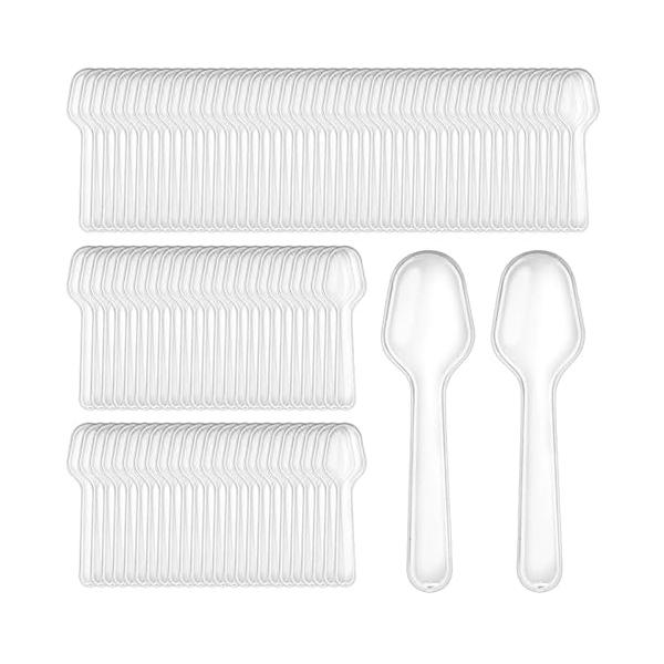 Minimood 使い捨てプラスチックスプーン, 透明, 7.5cm x 2cm, 500個入り, 個包装, デザート・試食・アイスクリーム用, 業務用パーティーケータリング向け (500)