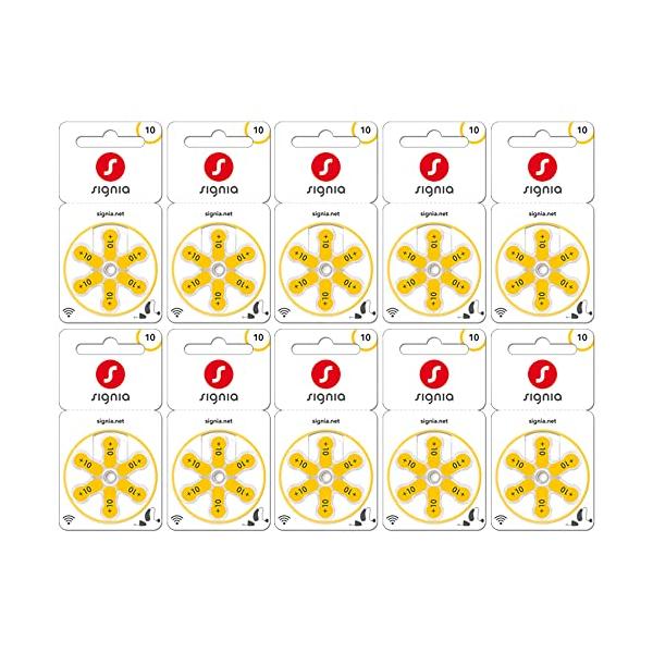 ドイツ、シーメンス社の電池です1パック6個入り*10パックセット各社補聴器メーカーの補聴器に対応  シーメンス社以外の補聴器にも問題なくご使用いただけます ご使用になるとき以外はシールをはがさないでくださいホーム＆キッチン:家電:消耗品・ア...