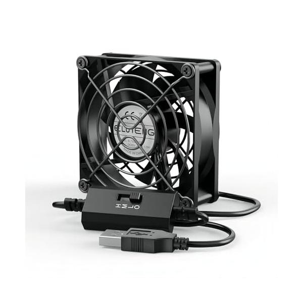 ELUTENG USBファン 8cm 静音 強力冷却 3段風量調節 5V 小型 卓上 USB扇風機 80mm 7枚羽根 サイレント PC 省エネ クーラー パソコン PS4 PS3 ゲーム機 ルーター T