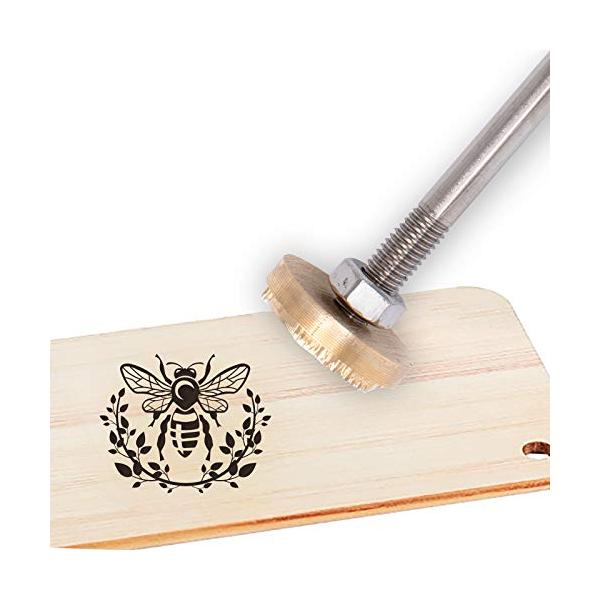 SUPERFINDINGS バーベキュー アイロン 焼印 3cm 焼きごて 銅製 ウッドブランディングアイロン ミツバチ 木製ハンドル付き キッチンアクセサリー