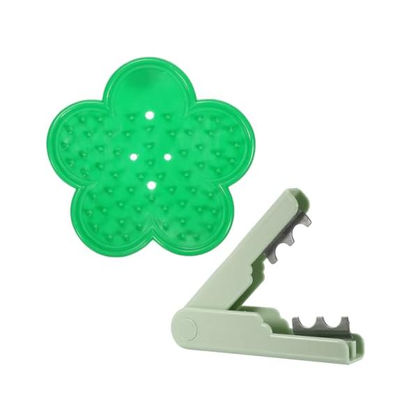 カラー：緑；素材：プラスチック、金属；ラバーストリッパーサイズ：12x12cm / 4.7x4.7"(L*W)；スチールストリッパーサイズ：14x3X2.8cm / 5.5x1.18x1.1"(L*W*H)；スチールストリッパーオープンサイ...