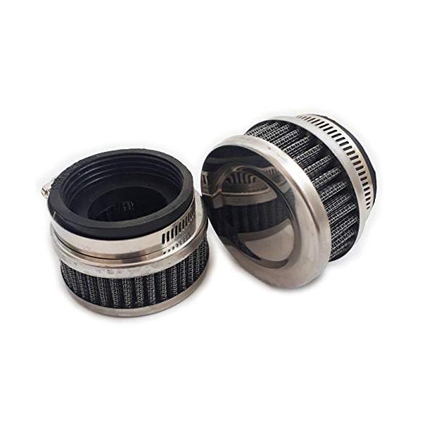 オートバイ用の汎用エアフィルター、パワーフィルター 省スペースでも取付可能なショートタイプです。エアークリーナーからの付け替えで吸気量アップし、出力増加できます。 汎用品です。車体側取付スペースの有無をご確認の上、ご購入下さい。口径調整アダ...