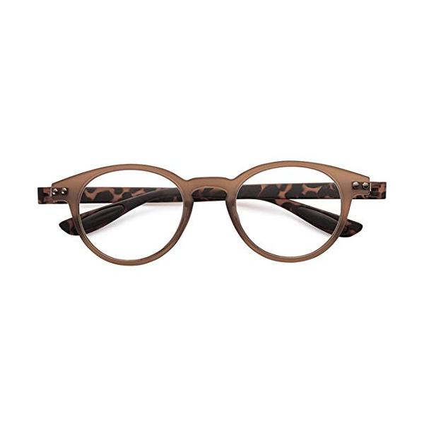 老眼鏡 ブルーライトカット 携帯 軽量 おしゃれ ボストン colorfulook ブラウン*デミ 度数*0.50 (カラフルック 軽量 形状記憶 フレーム) 5352-05