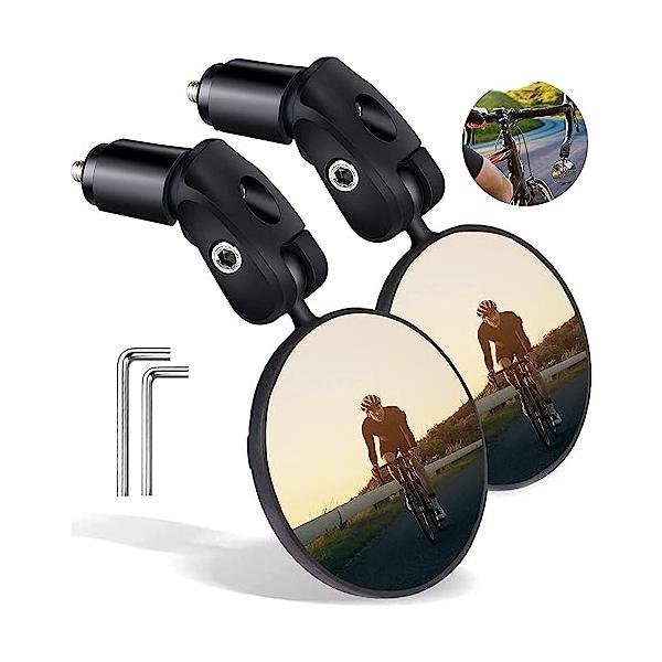 DFsucces 自転車バックミラー 凸面? 丸型 360度回転可能 ロードバイク バックミラー 広視野角 事故防止 取り付け簡単 2個セット