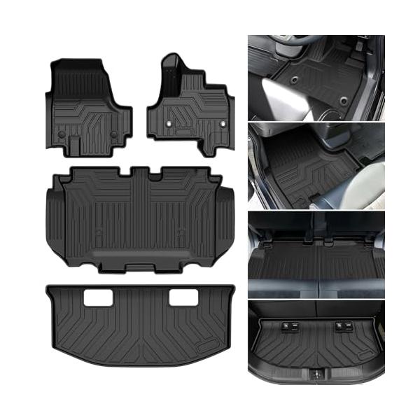 Jiooy ホンダ 新型 N-BOX JF5 JF6 JOY フロアマット*セカンドマット*ラゲッジトレイ 4点セット エヌボックス トランクマット JF5 JF6 NBOX JOY 3D立体 Nボックス