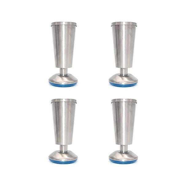 NUZAMASステンレススチール製120mm家具脚4本、ソファ脚、ベッドライザー、家具ライザーサイズ：120mm X 60mm、高さ調整範囲0-5mmステンレス製、耐久性、頑丈、防錆足の底に滑り止めのABSパディングを施し、床の保護を強化簡...