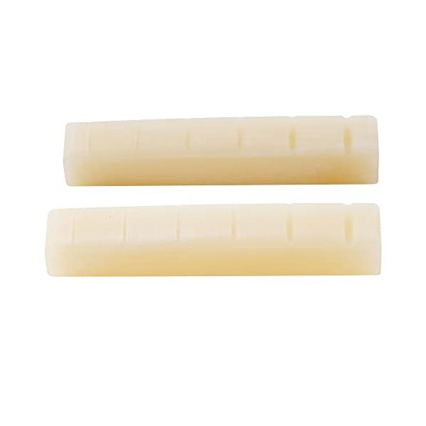 Musiclily Pro 42.95mm 弦溝加工済み無漂白牛骨ナット ボーンナット6弦Ibanez PRSエレキギター/アコースティックギター用、アイボリー(2個セット