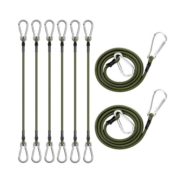 シェード フック 取り付け金具 強力 8個入り ゴムひも サンシェード 固定バンド 荷締めベルト 荷物ベルト 固定金具 ベランダ 日除け シェード 伸縮性ロープ オー