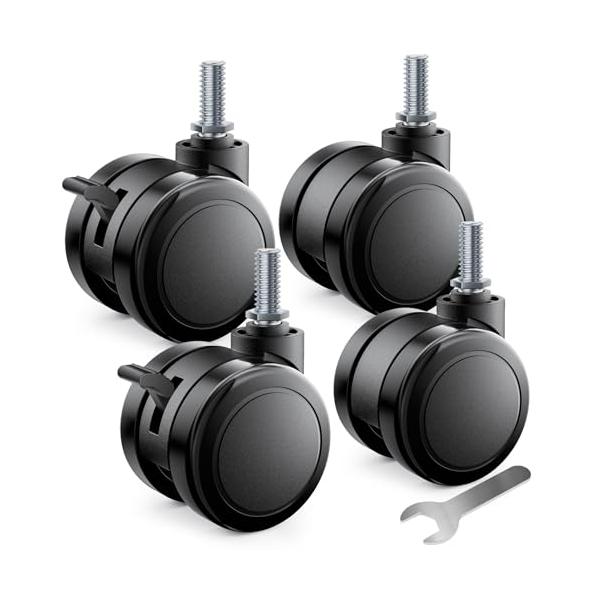 * セット内容 キャスター4個セット ストッパー付き*2個*ストッパーなし*2個 、取り付け用スパナ*1本付き。すぐに取り付けられる便利なセットです。* 製品仕様 スレッドステムサイズ：M6*15mm／キャスター直径：50mm。360度スム...