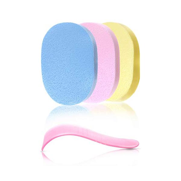 *簡単便利な除毛サポートセット　内容物： 除毛クリーム専用 S字へら 1本 * ボディースポンジ 3個 3色 のお得で便利な 除毛グッズ です。除毛をこまめにする方にお勧めです。除毛クリームを手に付けたくない、ふき取りの際ティッシュを大量に...