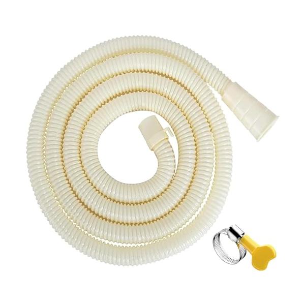 洗濯機排水ホース 洗濯機用ホース 延長ホース PVC ホースクランプ付き ワンタッチ接続 洗濯機専用 抜け防止 取付簡単 ホール直径32-42mm (2m)