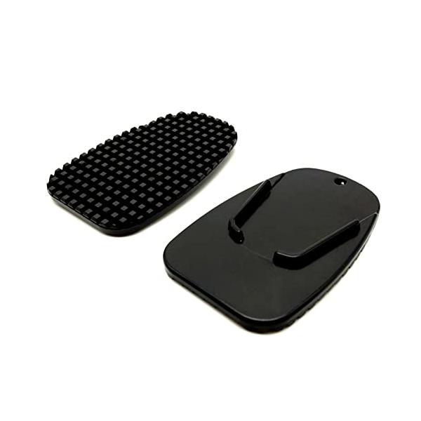 スタンドの沈み込み防止に   バイクを止める場所が土や砂利、ぬかるみの場合、スタンドが沈み込み、転倒の恐れもあります。砂場や安定しない足場に安定感を確保するサイドスタンドプレートです。車庫備付け用と携行用にお得な２個セットで、外出時の未舗装...