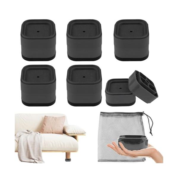 高さ調節可能：このベッドフレーム高さ調節器は、底部に取り外し可能なゴムリングが付いたスタッキング可能なデザインです。単独で使用することも、スタッキングして高さ調整することもできます。ゴムリングを取り外し、上部をスタッキングするだけで高さを調...