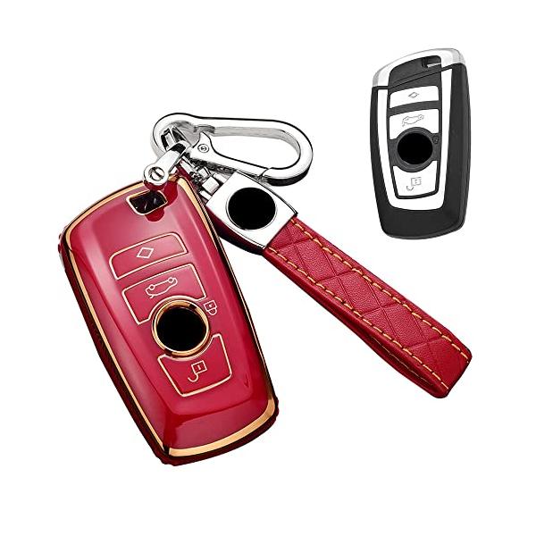 キーケース BMW用 スマートキーケース キーカバー 柔らかい TPU 4ボタンA BMW専用設計 キーホルダー BMW1 3 4 5 6 7シリーズ X3 X