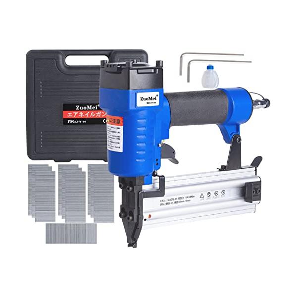 エアータッカー エアー釘打ち機 フィニッシュネイラー 1000枚釘付き 誤射防止 常圧 軽量 木工ツール 大工工具 日本語取扱説明書付き
