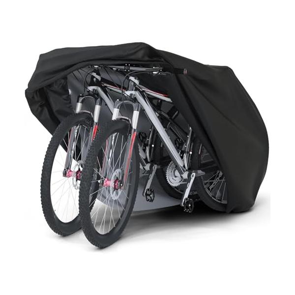 ZARPA 自転車カバー サイクルカバー 二台対応 210D ロック穴付き 防水 厚手 破れにくい 雨避け UV加工 盗難防止 29インチまで対応 収納袋付き (黒, 二台対応 2XL