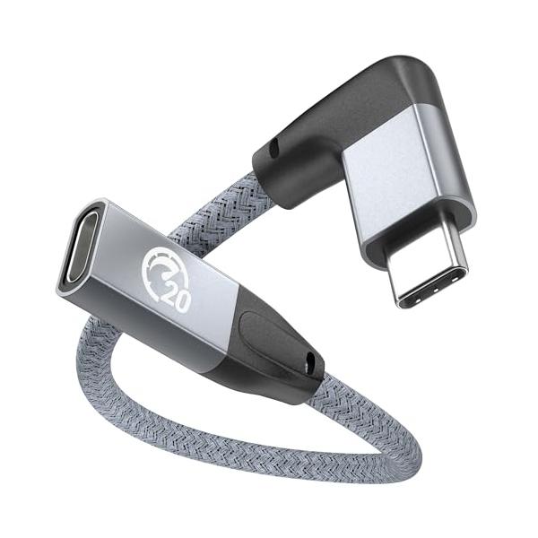便利なL型/90度角設計：新型直角USB C 延長ケーブル――革新的な90度L設計で、日常使用の圧力を減らすことでプラグを保護し、Type C延長ケーブルの寿命を延ばす。4K@60Hz映像出力対応：このUSBタイプC オス to USBタイ...