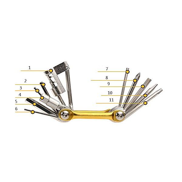 zmart 11 in 1 自転車 ツールセット サイクリング 多機能 修理 六角レンチ スクリュードライバー チェーンカッター マウンテン ロード バイク レンチ