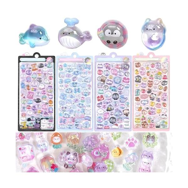 かわいいぷくぷくシール ぷくぷくな立体シールは安全なプラスチック素材を使用し、独特の透明感とぷっくりした空気感が特徴で、可愛くておしゃれです。スマホケースやペン立てなどのデコシールにぴったりです 大容量4枚セット 4枚のぷっくりシールセット...