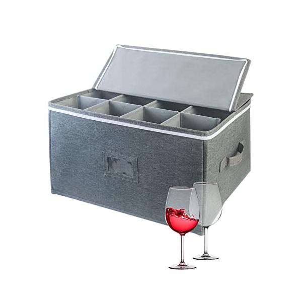 * ステムウェア収納容器 - 大切だけどあまり使わないワイングラスをしまっておけます。クリスタルグラスを埃から守ります。パーティーの後は、ワイングラスを収納するのに重宝します。カジュアルなシーンでもフォーマルなシーンでも、この収納ボックスが...