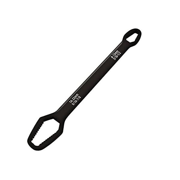 コンビネーションレンチ 万能スパナ 27cm 1本で8mm*22mm 薄型 自転車 バイク (ブラック)