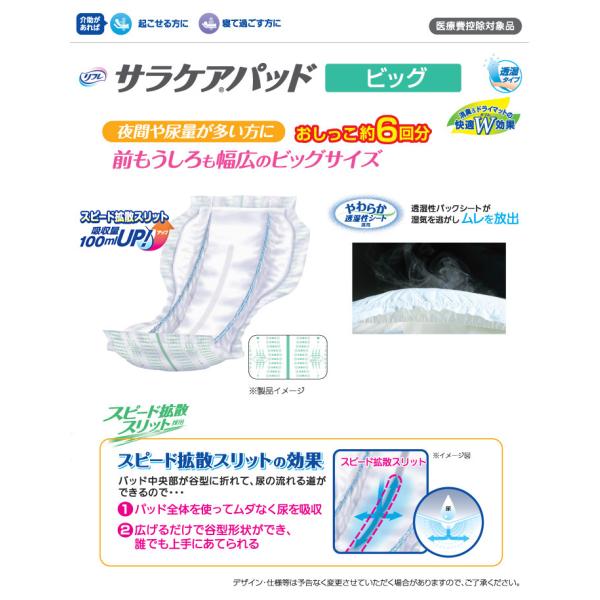 リフレ サラケアパッド 大人用紙おむつ ビッグ 30枚入×1袋 約6回
