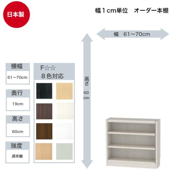 白井産業 サイズオーダーラック 横幅61〜70cm 奥行19cm 浅型 高さ60cm