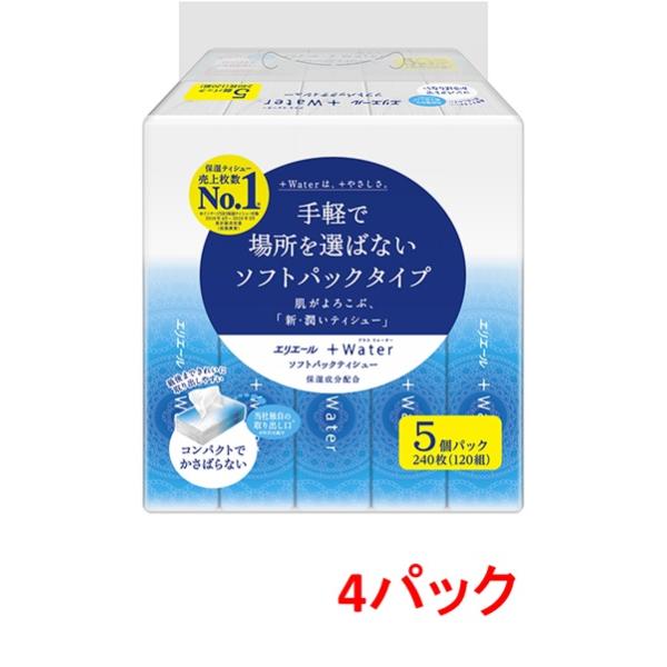 ☆お肌にやさしい高品質、＋Ｗａｔｅｒティシュー●保湿性に優れたうるおいやわらかなティシュー●お肌の弱いお子様やお年寄りの方などにも安心してお使いいただけます●保湿系ティシュ●手軽で使う場所を選ばないソフトパックタイプ●フレッシュパルプ100...