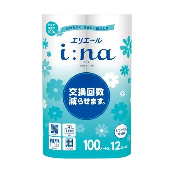 大王製紙　エリエール　イーナ　トイレット　12ロール　シングル　無香料　6パック入り　まとめ買い　送料無料