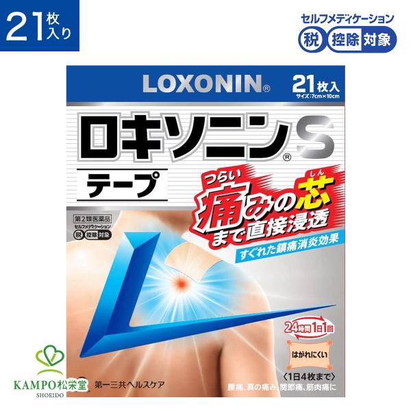 ロキソニンSテープ 21枚 ロキソニンテープ ロキソニン 湿布 湿布薬 テープ 腰痛 足のしびれ 改善 薬 肩こり 首 貼る 打撲 捻挫 関節痛 膝 筋肉痛 第2類医薬品