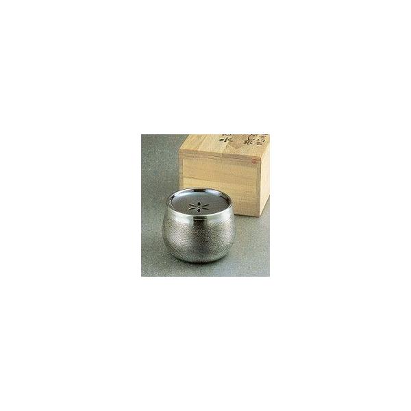 茶器　茶器　建水　さざ波　黄銅製　いぶし銀　桐箱入　高さ8×径11cm　o90-02