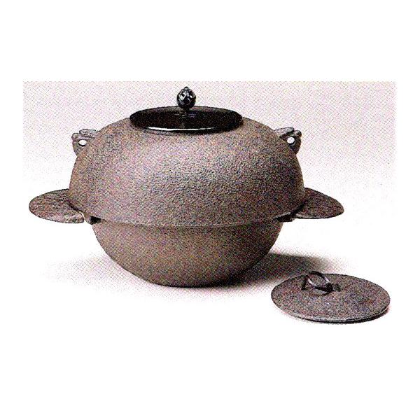 茶道具 No41 透木釜 【宗旦好写】 裏甲釜 替蓋付 高17.7×幅34.0cm