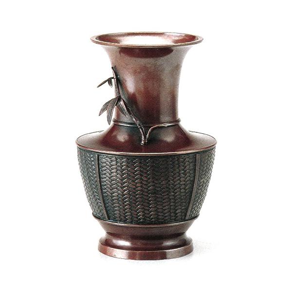 花瓶 砲形双鶴 8号 銅製 径14.5×高さ24.2cm 化粧箱入 t96-02