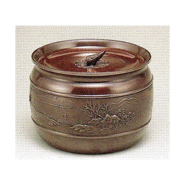 茶道具　建水　山水　青銅製　徳色　高さ11.5×幅15.3cm　限定品　o86-09
