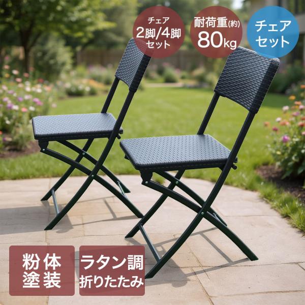 ラタン調 折りたたみ チェア 座面高45.5cm | 折りたたみチェア