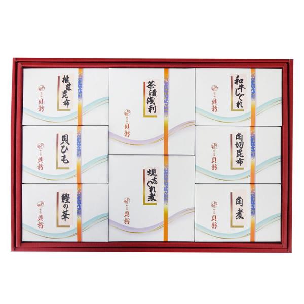 [Release date: April 1, 2025]■商品説明昔ながらのおいしさを、伝統的な製法で作られたおいしい佃煮の詰合せです。■商品詳細内容：茶漬け浅利80g、蜆志ぐれ煮85g、和牛しぐれ60g、貝ひも60g、椎茸昆布、鰹の華4...