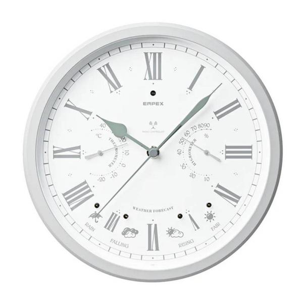 ■商品説明●人気のお天気時計に新製品が登場！●時計合わせ不要でラクラク使用可能●夜間はLEDランプの点滅と秒針が自動的に停止●温度と湿度も表示●8〜12時間後のお天気を予測●シルバーの枠とムーブメントが他にはない高級感。贈り物にもピッタリ！...
