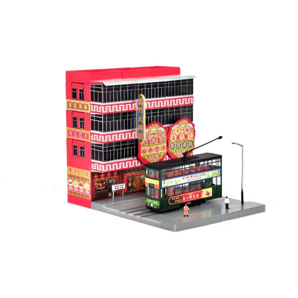 ジオラマ 香港 建物 二階建て 路面電車 トラム 人形 情景 1/150 N