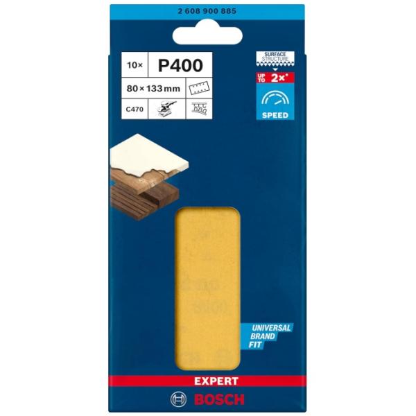 (ボッシュ) 2608900885 サンディングペーパー 400 長方形 10枚入 サイズ80x133mm EXPERT BOSCH ネコポス可
